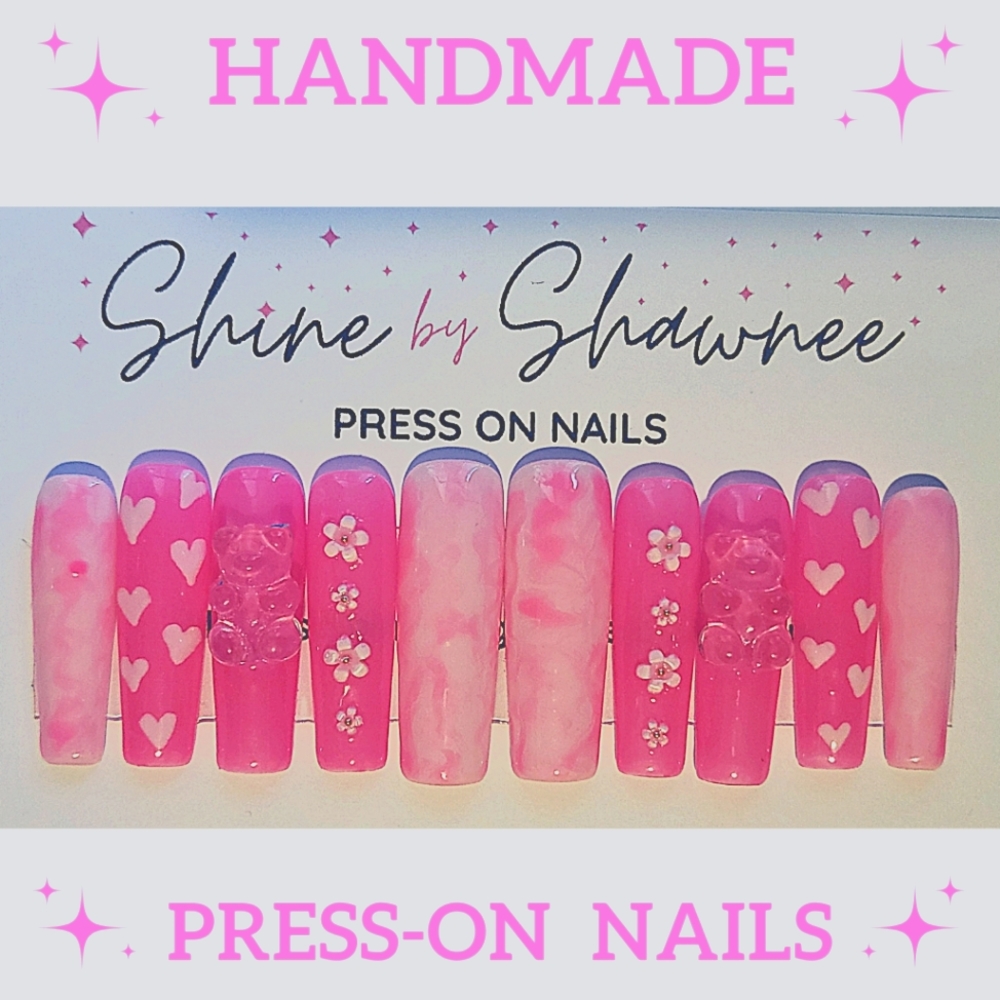 Handmade Luxury Press-On Nails | Sturdy & Reusable | PINK GUMMY